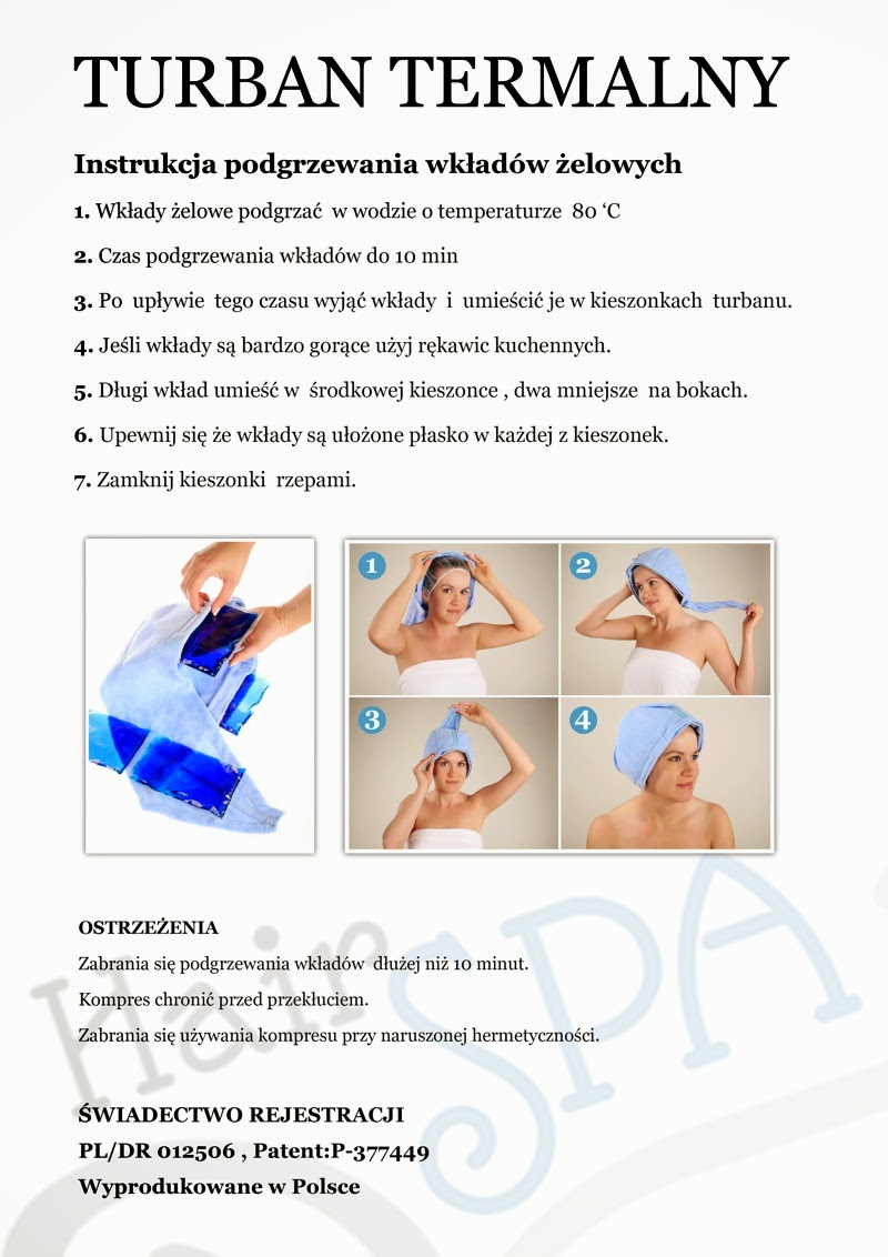 Sposób użycia turbanu Hair Spa.