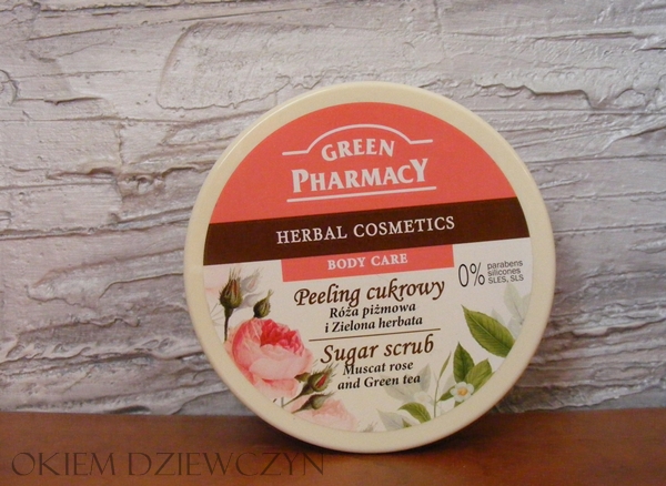 Green Pharmacy Peeling cukrowy Róża piżmowa, Zielona Herbata 