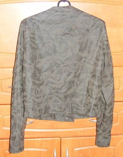 Camouflage Patch Zipper PU Leather Crop Jacket